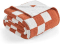 Snuggle Sac Checkered Bedding Blanket Twin Size 60x80, Super Soft, Cozy Warm Knit Blankets, Reversible Breathable Lightweight Fluffy Throws for Travel, Bed, Checkered Burnt Orange, 60x80 Inches