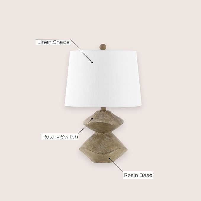 JONATHAN Y Laken 21.5" 2-Stack Cairn LED Table Lamp, Brown Wood Finish