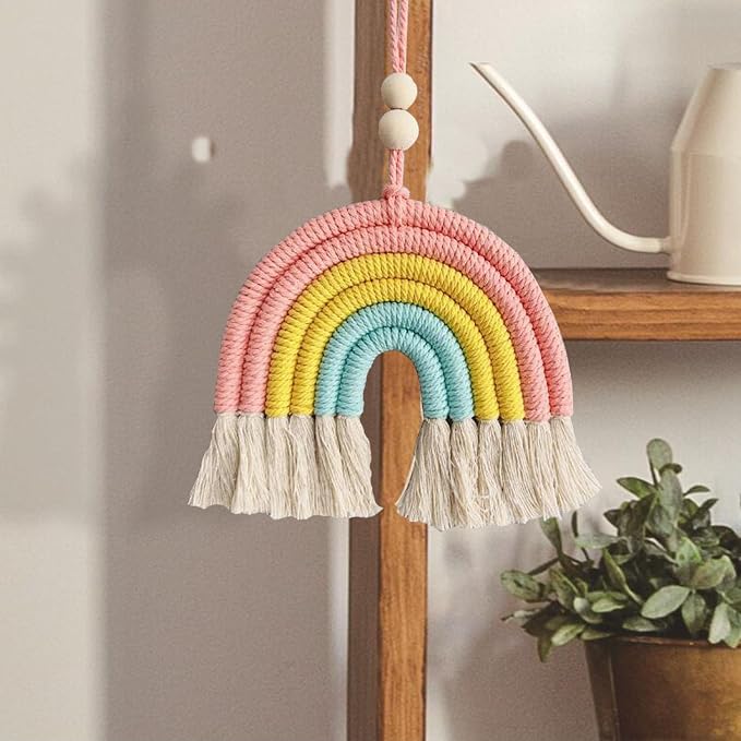 1PCS Colorful Rainbow Wall Decor - Handmade Weaving Ornament Pendant Decoration Wall Decor Hanging Home Decoration (Blue)