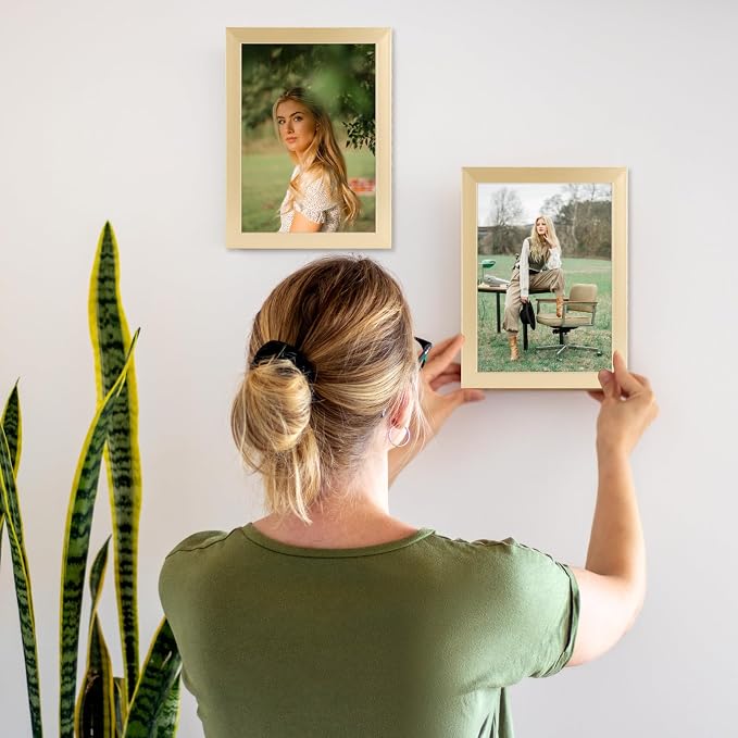 Giftgarden 5x7 Picture Frame Gold Set of 7, Multi Modern 5 x 7 Frames for Wall or Tabletop Display, Golden