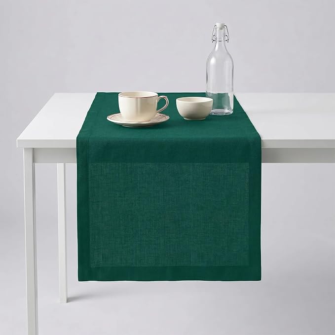 Solino Home 100% Pure Linen Table Runner Rainforest Woven, Fete 14 x 60 in | brings a tailored look to family meals and hosting, European flax fibres, effortlessly elegant, soft, OEKO-TEX Certified