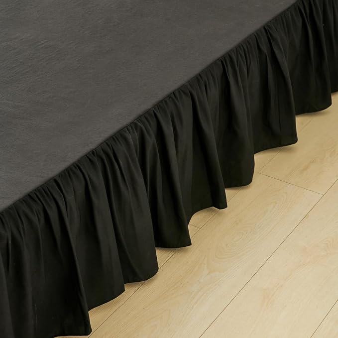 Bed Skirt Queen Size Ruffled Bed Skirt, 18'' Queen Dust Ruffle Bed Skirts | With Split Corners, Dust Ruffle with Platform, Microfiber, Breathable, Soft, Easy Fit, Black