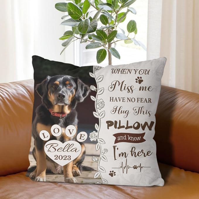 Alienc Personalized Pet Memorial Gifts for Dogs Cats, Custom Pet Memorial Throw Pillow Cover (Optional Pillow Insert), Loss of Dog Sympathy Gift