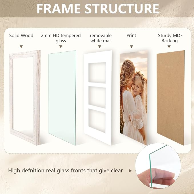 Golden State Art Collage Frame 7x14 for 3 4x6 Photos Wood Distressed White