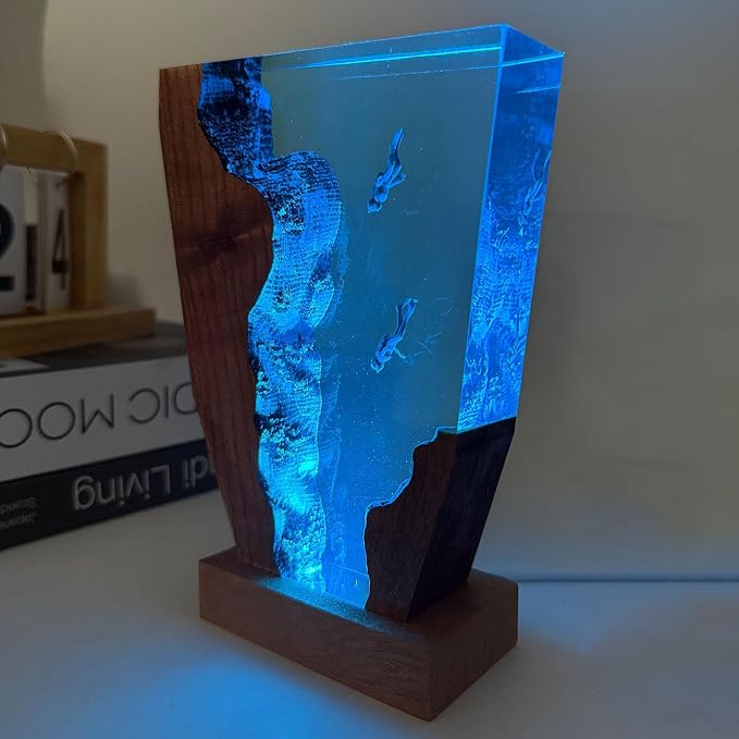 Handmade Scuba Diving Resin Ocean Lamp for Home Office Decor (L 10"x6”)