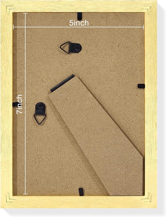 Vittanly 5x7 Picture Frames Set of 9 for Wall or Tabletop Display, Gold | Display Pictures 4x6 with Mat or 5x7 without Mat, Small Photo Frames, Engineered Wood with Shatter Resistant Plexiglass