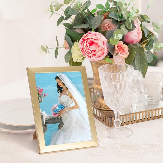 Giftgarden 5x7 Picture Frame Gold Set of 7, Multi Modern 5 x 7 Frames for Wall or Tabletop Display, Golden
