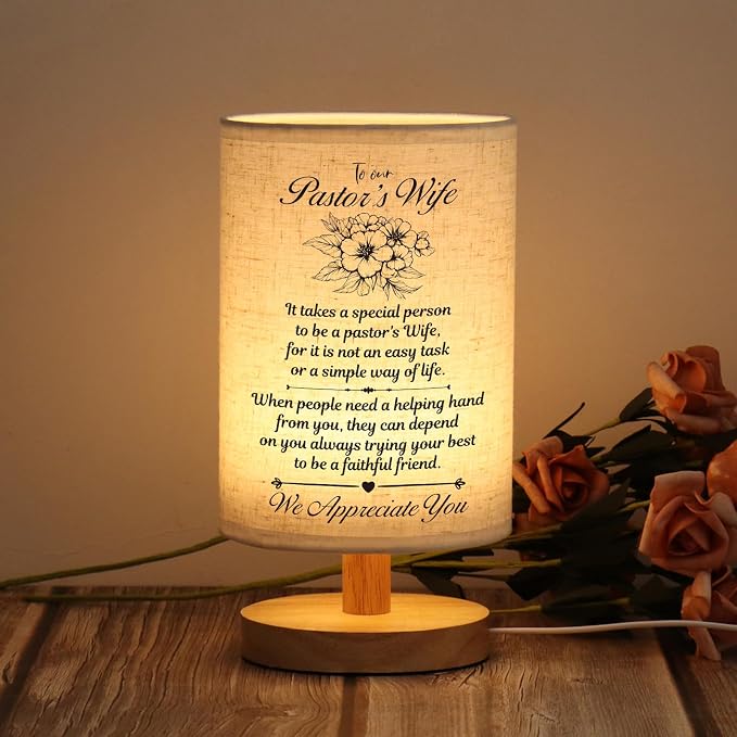 WSYEAR Pastor's Wife Appreciation Gifts, Pastors Day Gifts for Pastor's Wife, Clergy Appreciation Gifts for Pastor Wife, Table Lamp with Appreciation Words