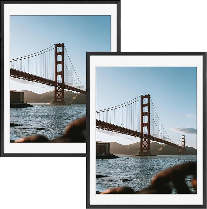 Frametory 12x16 Black Aluminum Metal Picture Frame Mat for 11x14 Glass