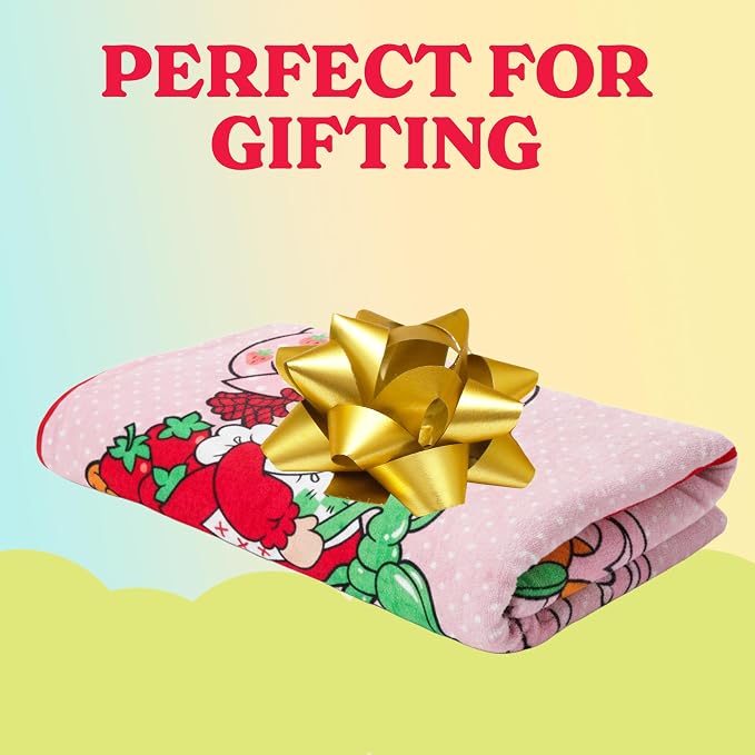 Silver Buffalo Strawberry Shortcake on Bike, Fleece Throw Blanket, 45x60in | Polka Dot, Soft and Cozy, 180 GSM