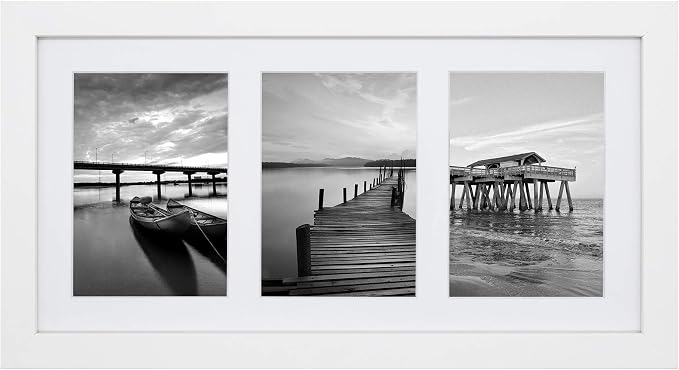 Golden State Art Display (3) 5x7 Pictures, 9x18 White Photo Wood Frame