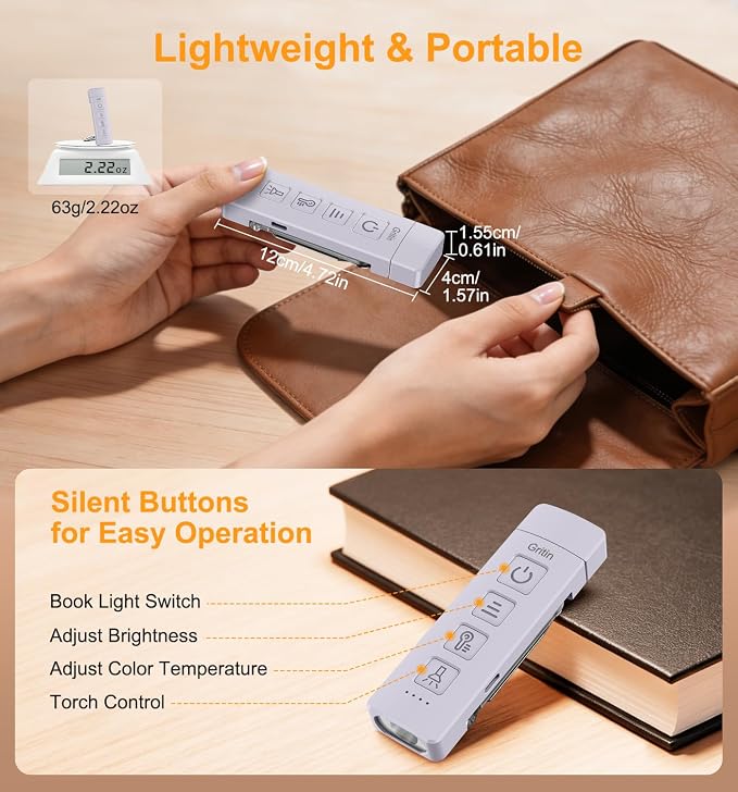 Gritin 2026 Gen 2 Rechargeable Book Light,2-in-1 Reading Light & Flashlight