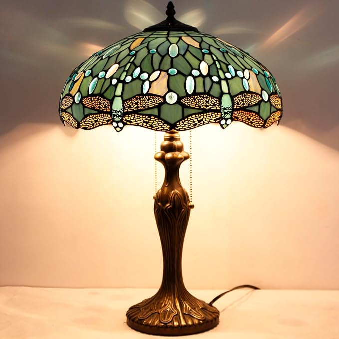 WERFACTORY Tiffany Lamp Stained Glass Bedside Table Lamp Desk Reading Light