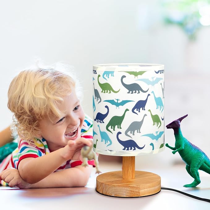 VIHOSE Forest Dinosaur Kids Table Lamp for Bedroom Kids Lamps for Girls Room