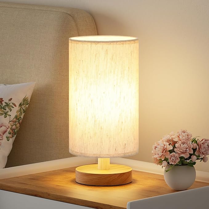 Fenmzee 9" Small Table Lamp for Bedroom - Inline Control with 3000K Blub