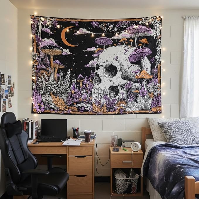 Accnicc Mushroom Skull Tapestry 60 x 44 Inch