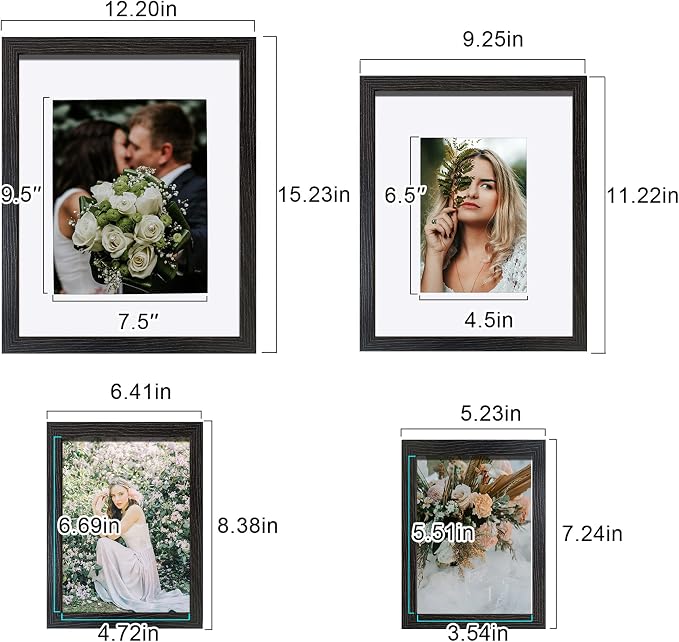 SESEAT Picture Frames Collage, Gallery Wall Frame Set with 11x14 8x10 5x7 4x6 Frames in Black Woodgrain Finishes, Set of 10