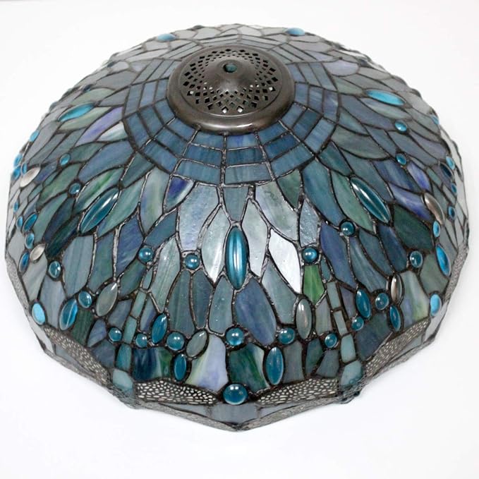 WERFACTORY Tiffany Lamp Stained Glass Bedside Table Lamp Desk Reading Light
