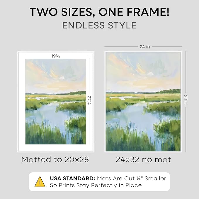 Homeforia 24x32 White Poster Frame, High-End Metal, 20x28 Mat, Glass