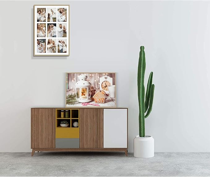 Golden State Art 13.6x19.7 Collage Frame for 9 4x6 Photos Gold 2 Pack