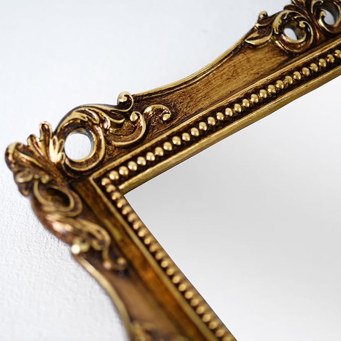 OIGUMR Vintage Square Wall Mirror,Vintage Gold, 16.5 x 13.5 inch
