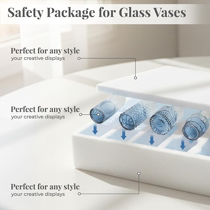 BEAHOT Bud Vase in Bulk - Flower Vases for Wedding Decorations, Glass Vase for Table Decorations, Small Vase for Home, Mother's Day, Centerpieces, Party, Office (32pack,Blue)