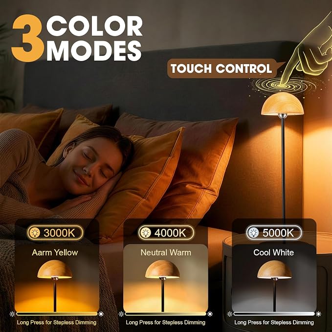 Cordless Rechargeable Table Lamps, Dimmable Touch, Type-C, 4 Pack