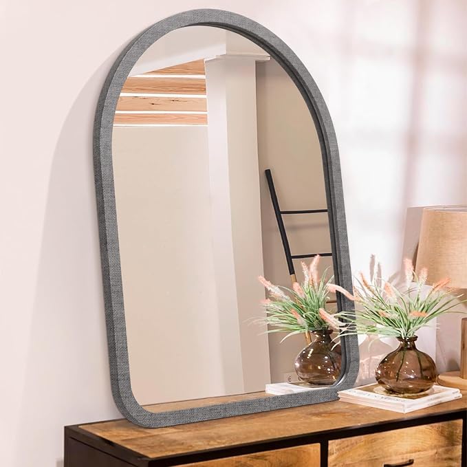 Arch Wall Mirror Wooden Framed Vintage Rustic Farmhouse Vanity Mirrors Decor Bathroom Bedroom Entryway Hallway Living Room New Home 16"×12"