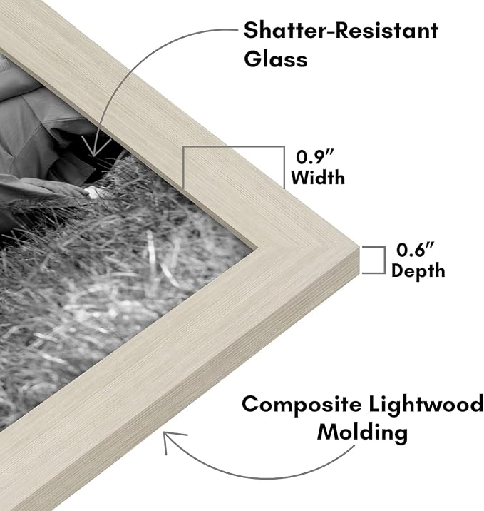 Americanflat Set of 10 Picture Frames with Shatter-Resistant Glass - Gallery Wall Frame Set with Two 8x10, Four 5x7 and Four 4x6 Frames - Signature Collection - Light Wood | Includes two 8x10, four 5x7 and four 4x6, shatter-resistant glass, hanging har...