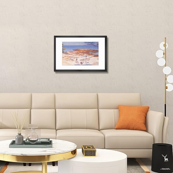 Frametory 16x24 Black Picture Frame with Real Glass Mat for 12x18