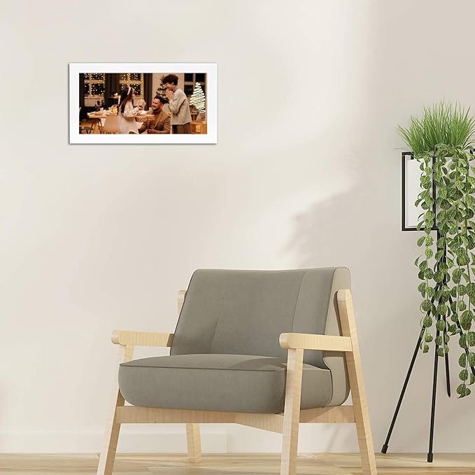 Golden State Art, Collage Picture Frame 7x14 Matted 3 4x6 Photos Wood White