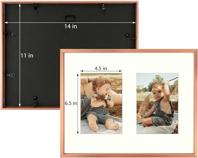 Golden State Art 11x14 Collage Frame for 2 5x7 Photos Rose Gold 2 Pack