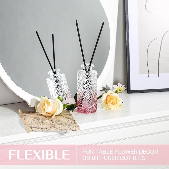 24PCS Mini Bud Vases As Wedding Centerpieces for Tables,Clear Bud Vases for Flowers,Small Flower Vases Suitable for Birthday Party,Anniversary,Wedding Reception,Baby Shower (Light Pink)