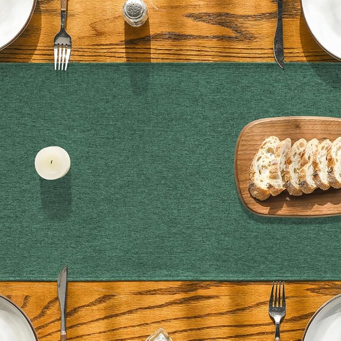 Artoid Mode Forest Green Table Runner, Seasonal Christmas Spring Washable Kitchen Dining Table Decoration for Home Party Decor 13x90 Inch