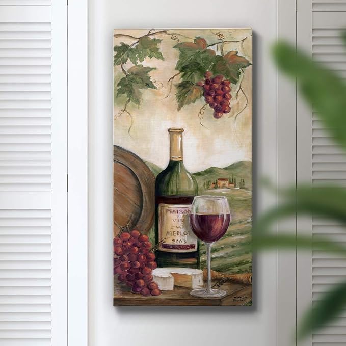 Renditions Gallery Canvas Wall Art Modern Paintings Decorations Country Red Wine Romantic Nature Wall Hanging Vintage Canvas Artwork for Bedroom Office Kitchen Prints - 20"x40" LT43