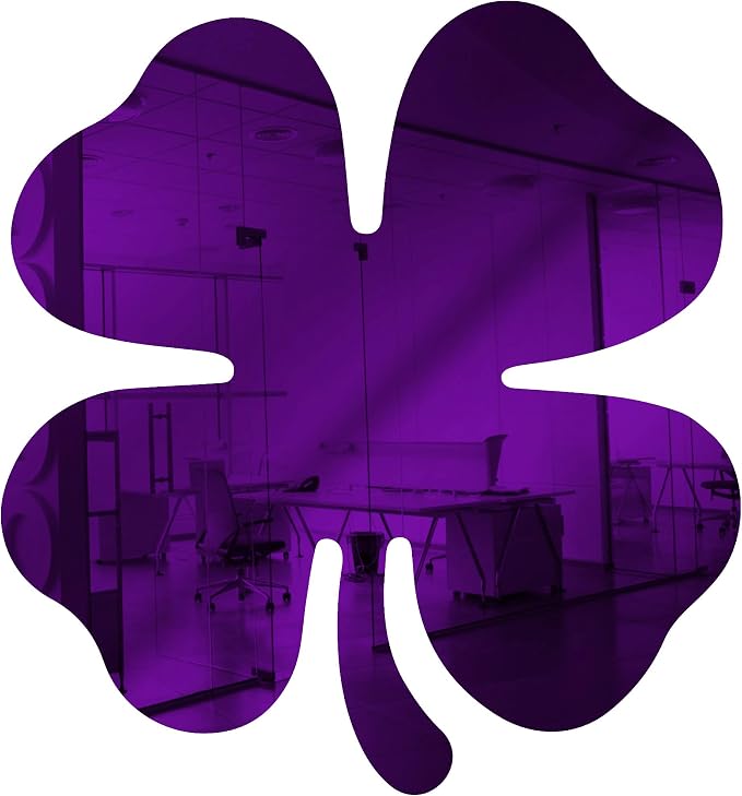 Marketing Holders Acrylic Mirror 10" Wide Shamrock Purple .118" Thick No Adhesive Reflective Pieces Perfect for DIY Arts and Crafts School Projects Home or Office Decor Special Events