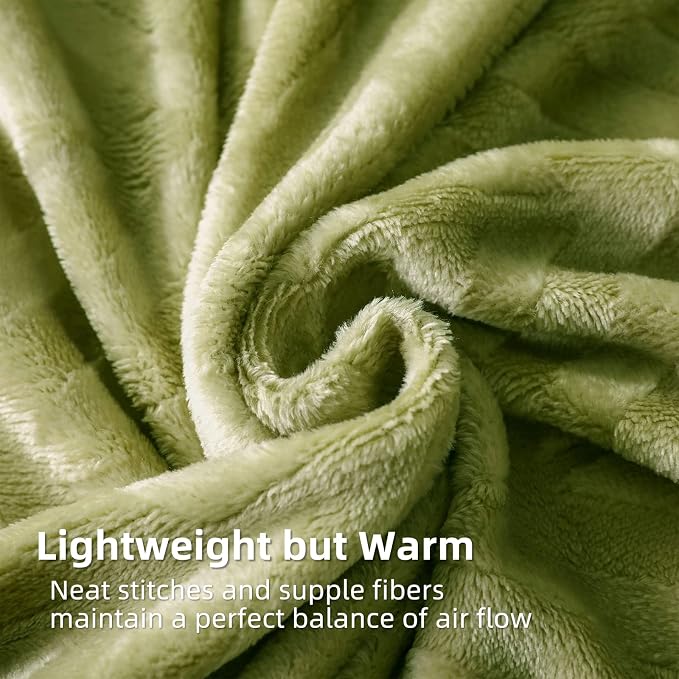 Whale Flotilla Flannel Fleece Bed Blanket Twin XL Size, Olive Green | Lightweight Breathable Soft Bedspread, Plush Fluffy Coverlet Chevron Design Decorative Blanket for All Season, 90x66 Inch