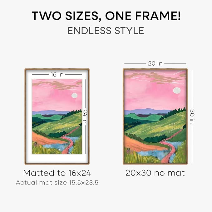 Homeforia 20x30 Mortise&Tenon Natural Oak Picture Frame, 16x24 Mat, Glass