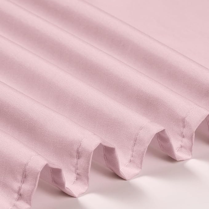 College Dorm Bed Skirt Twin XL 42" Drop, Slit Corner Bedskirt, Dusty Pink | Solid ruffled, Wrap-around/elastic, Wrinkle & Fade resistant, with Adhesive Strips, Gift Packed, Machine Wash/Tumble Dry/Iron