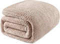 Exclusivo Mezcla Soft Fleece Blanket King Size, Cozy Lightweight Blankets with Decorative Wave Textured Suitable for All Season Use, Camel, 90x104 Inches | 90"x104" Breathable Lightweight Flannel Blanket for Summer, Plush Cozy Jacquard Wave for Home Decor