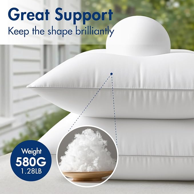 MIULEE Pack of 2 18x18 Outdoor Square Pillow Inserts for Patio Sofa Garden | Waterproof Decorative Throw Pillow Inserts for Patio Sofa Garden Porch Couch