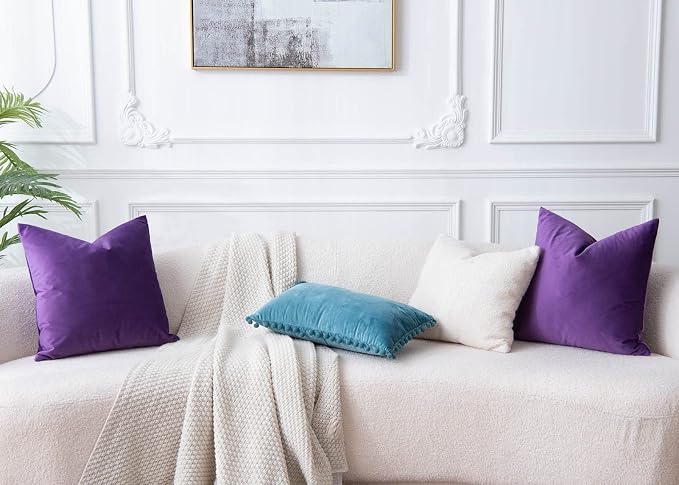 JUSPURBET 22x22 Decorative Velvet Throw Pillow Covers Set of 2,Purple