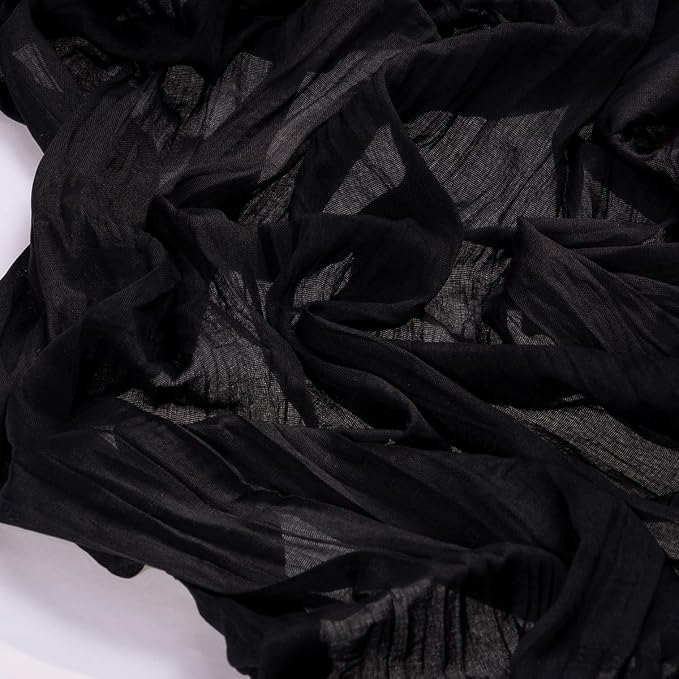 Black Table Runner Halloween Fall Cheesecloth Wedding Birthday Party Decor | Black 10pcs Rustic Gauze 10FT Cheese Cloth Sheer Farmhouse Dining Runner for Baby Shower Bridal Holiday Decorations