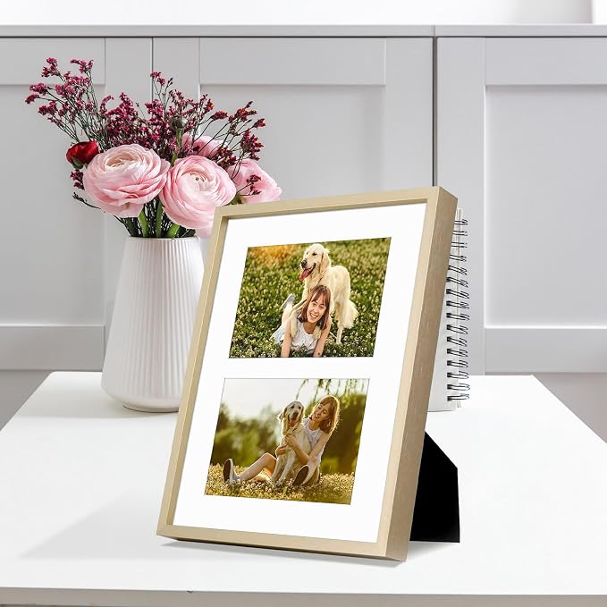 Golden State Art 8x10 Collage Frame w/Mat for 2 4x6 Photos Gold 2 Pack
