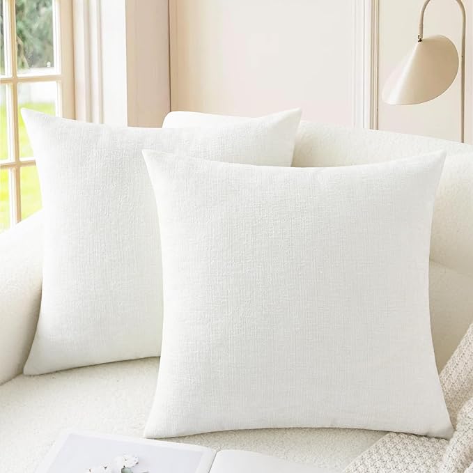 CaliTime Decorative Couch Throw Pillow Covers 18 X 18 Inches True White