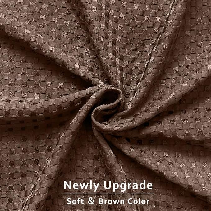 MIYE Pleated Waffle Weave Bed Skirt, Tailored Dust Ruffle 12 Inch Drop Easy Fit, Machine Washable (Brown, Twin - 12" Drop)