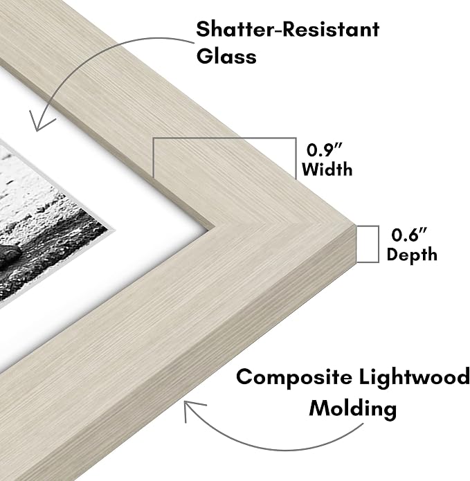 Americanflat 11x11 Picture Frame with Shatter-Resistant Glass - Use as 8x8 Frame with Mat or Display 11x11 Photo Without Mat - Signature Collection - Square Frames for Wall Display - Light Wood