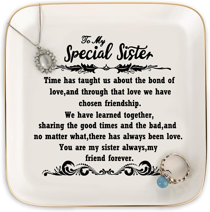 PUDDING CABIN Sister Birthday Gifts Jewelry Dish Gift for Sister Mother's Day Christmas