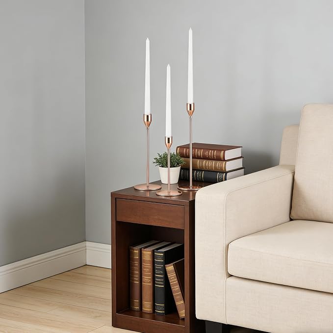 Candlestick Holders, Set of 6 Taper Silver Candle Holder Decor for Date, Festival, Wedding, Party, Dinning or Anniversary, Fit 3/4" Thick Pillar Candles & Led Candles