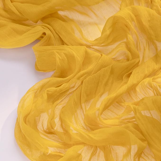 Cheesecloth Table Runner Fall Boho Wedding Birthday Party Home Decor | Gold Yellow 3pcs Rustic Gauze 10FT Cheese Cloth Sheer Farmhouse Dining Runner for Baby Shower Bridal Holiday Decorations